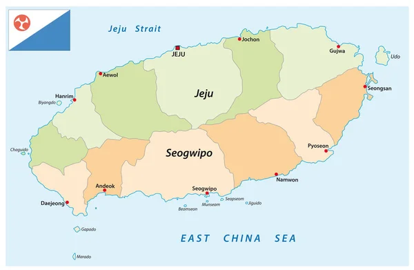 Mapa Administrativo Isla Surcoreana Jeju — Vector de stock