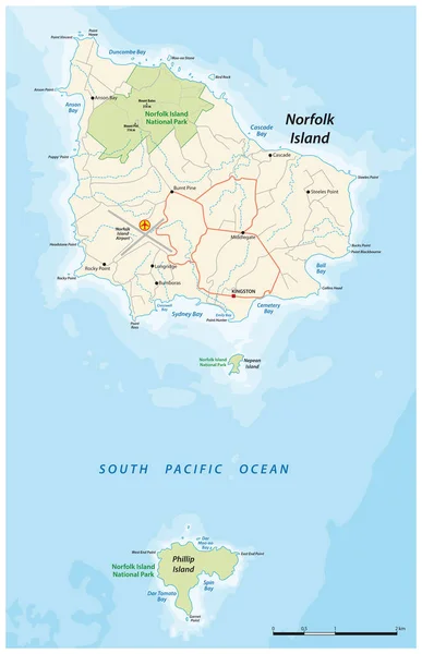 Mapa Vectorial Isla Australiana Del Pacífico Norfolk Island — Vector de stock