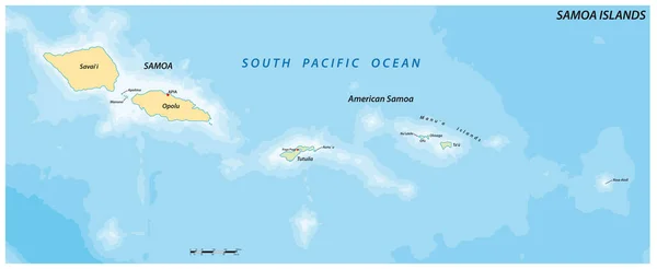 Samoa Adaları Samoa Amerikan Samoası Nın Polinezya Takımadalarının Vektör Haritası — Stok Vektör