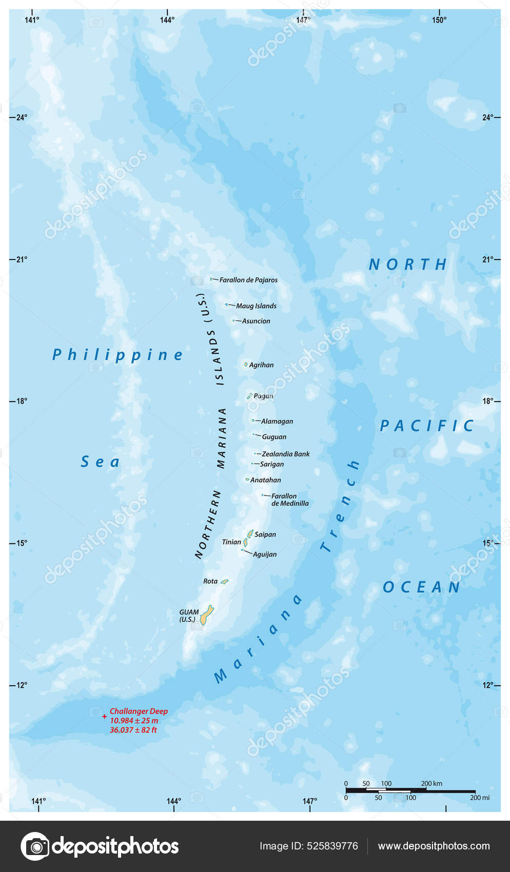 마리아나 제도와 마리아나 해구의 스톡 벡터 - ©Lesniewski 525839776