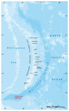 Mariana Adaları ve Mariana Çukuru 'nun vektör haritası, ABD