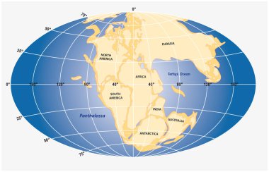 Pangea kıtasının kara kütlesinin vektör grafiği