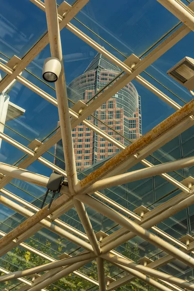 Frankfurt Main Alemanha Outubro 2021 Vista Para Messetower Feira Comercial — Fotografia de Stock