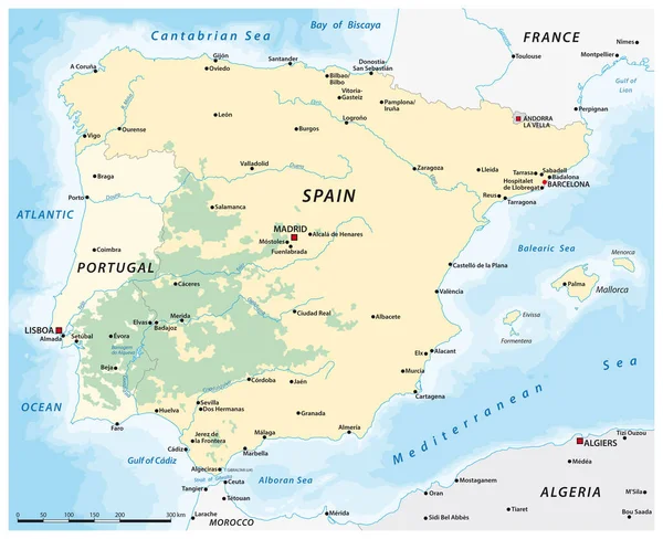 Mapa Dehesa Montado Paisaje Cultural Del Sur Centro España Sur — Archivo Imágenes Vectoriales