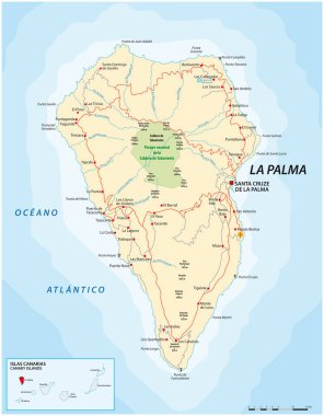Vektör yol haritası ve Canary Island La Palma