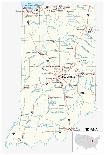 Roteiro Estado Americano Indiana Dos Eua —  Vetores de Stock