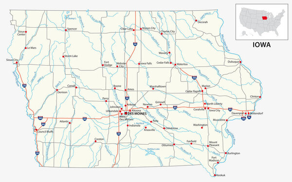 Дорожная карта американского штата Айова