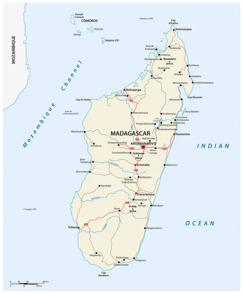 Road Map African Island Nation Madagascar — Stock vektor