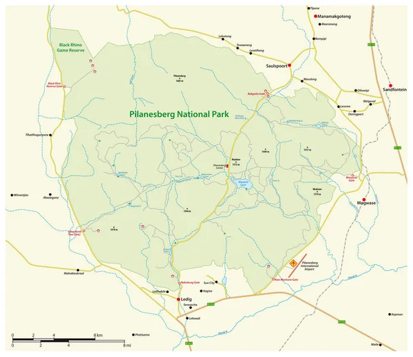 Vector Map South African Pilanesberg National Park North West Province — Stockvektor