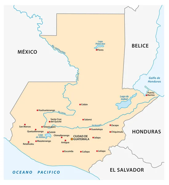 グアテマラ中央アメリカ州の簡単な概要図 — ストックベクタ