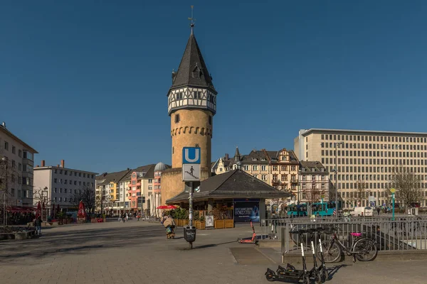 Frankfurt Main Alemanha Março 2022 Antiga Torre Vigia Bockenheimer Warte — Fotografia de Stock