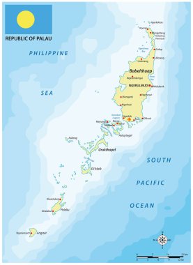 Pasifik adası Palau 'nun vektör haritası.