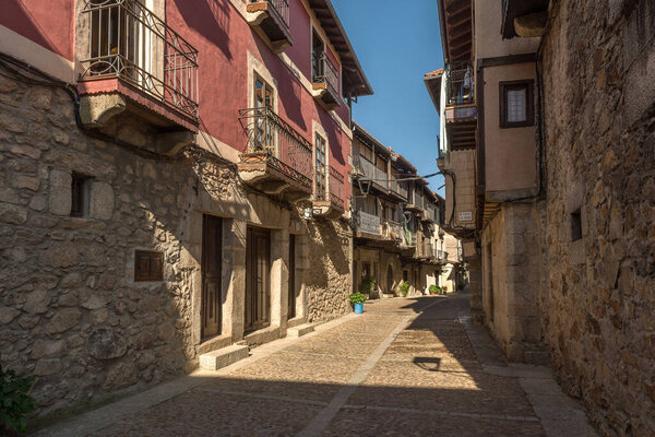 The historic village center of Miranda del Castanar, Salamanca, Castile and Leon, Spain