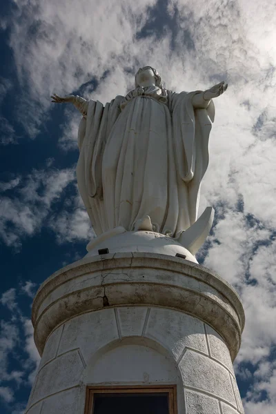 Estátua Virgem Maria Cerro San Cristobal Santiago Chile — Fotografia de Stock