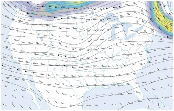 具有风向和速度符号的北美想象图 — 图库矢量图片