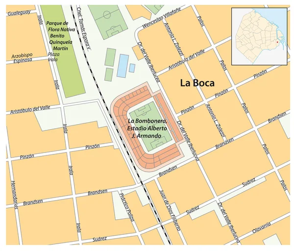 Buenos Aires Arjantin Deki Bombonera Stadyumunun Haritası — Stok Vektör