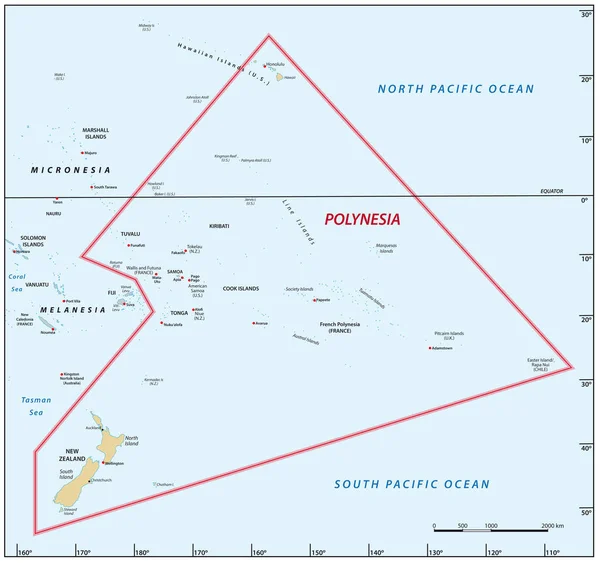 Vector Map Pacific Island Region Polynesia —  Vetores de Stock