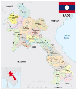 Lao Halkı Demokratik Cumhuriyeti idari vektör haritası