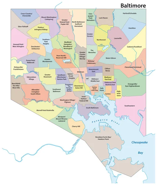 Administrative Vector Map City Baltimore Maryland United States — Διανυσματικό Αρχείο