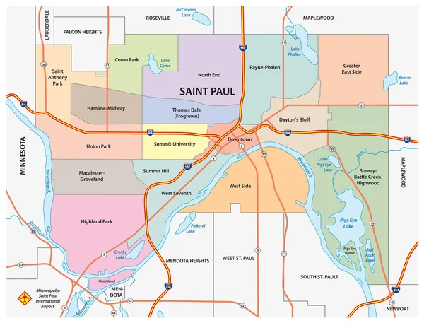 Administrative Road Map Saint Paul Minnesota United States — ストックベクタ