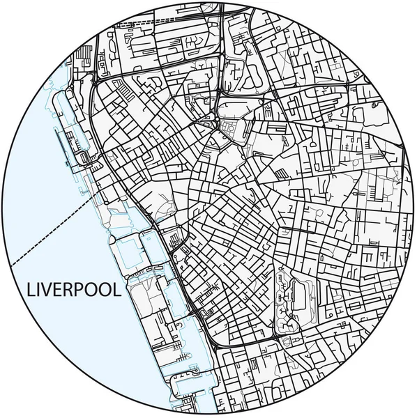 City Map North West English City Liverpool — Image vectorielle