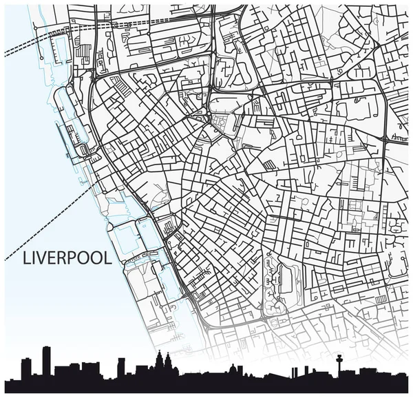 City Map Silhouette North West English City Liverpool — Image vectorielle