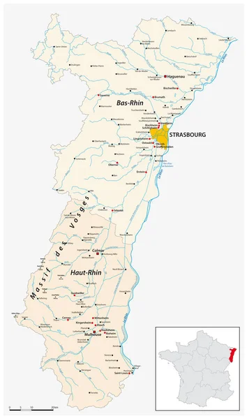 Векторная Карта Культурного Региона Эльзас Востоке Франции — стоковый вектор