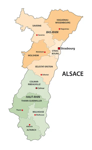 Administrative Map French Cultural Region Alsace — Stok Vektör