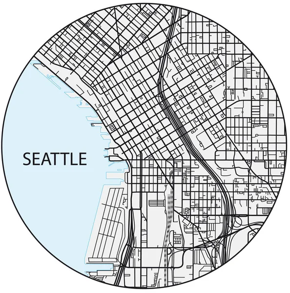 Outline City Map Seattle Washington United States — Stock Vector