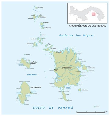 Panama Körfezi 'ndeki Panamese takımadalarının haritası.