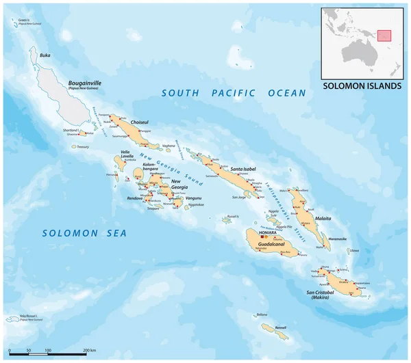 Vectorkaart Van Oceanische Eilandstaat Van Salomonseilanden — Stockvector