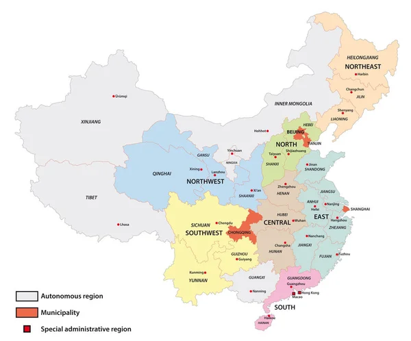 Mapa Vectorial Las Divisiones Administrativas Nivel Condado China — Archivo Imágenes Vectoriales