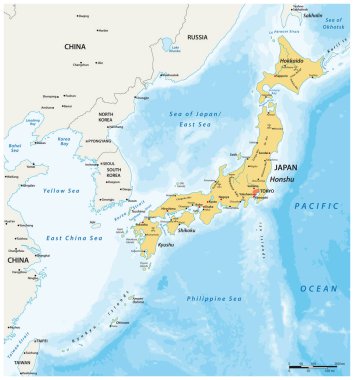 Japonya 'nın Asya adası vektör haritası