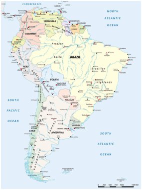 Etiketli Güney Amerika vektör haritası