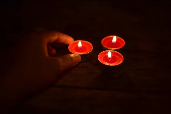 Candle Light Dark Background Romance Concept — Zdjęcie stockowe
