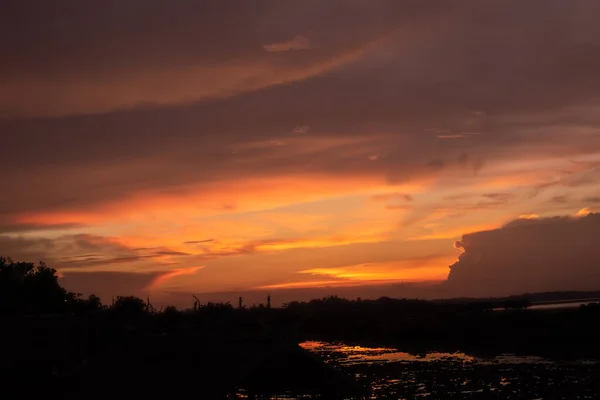 Atardecer Borrosa Fondo Naturaleza Del Río — Foto de Stock