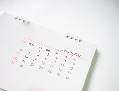 Planlama kavramında beyaz takvimi 2022 'yi kapat.