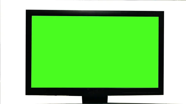 白い背景にノートパソコンの緑の画面を閉じる — ストック写真