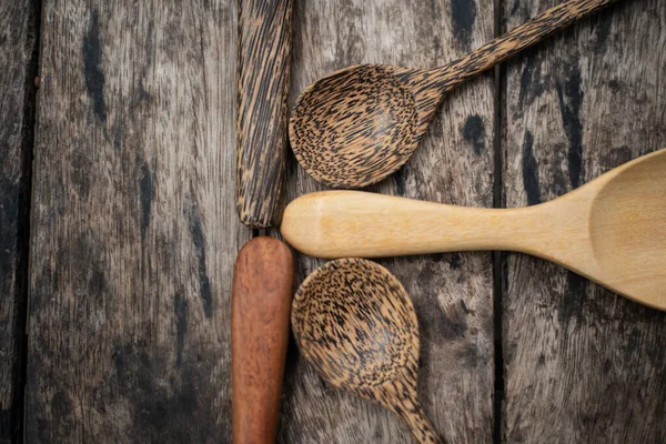 Close Spoon Wood Wood Table — Stock Photo, Image