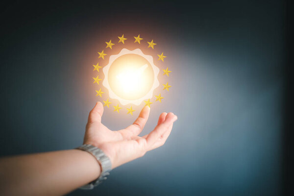 hand holding a Earth globle in technology and communication concept.