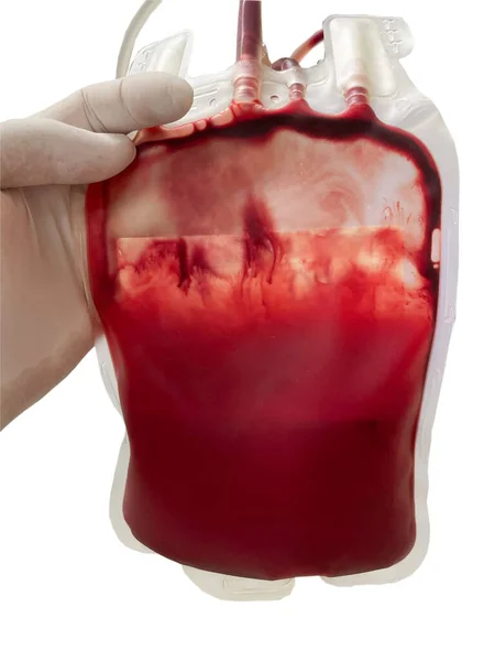 Rode Bloedzak Witte Achtergrond Bloed Levensreddend Concept — Stockfoto