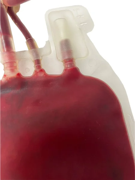 Rode Bloedzak Witte Achtergrond Bloed Levensreddend Concept — Stockfoto