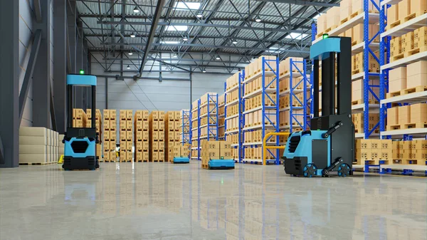 Forklift Kamyonu AGV robotları saatte yüzlerce parseli etkin bir şekilde sıralıyorlar (Otomatik güdümlü araç) AGV.3d oluşturma