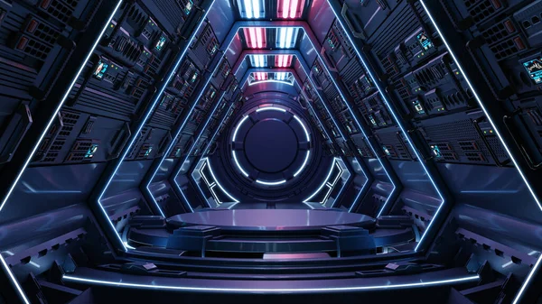 Futuristische Science Fiction Podium Raum Mit Für Produktpräsentation Rendering — Stockfoto