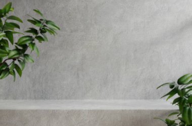 Beton masa tezgahı, arka plan grunge desenli, 33d biçimlendirmeli.