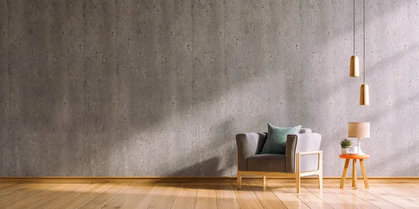 Loft Style House Armchair Accessories Room Concrete Wall Rendering — Stock Photo, Image
