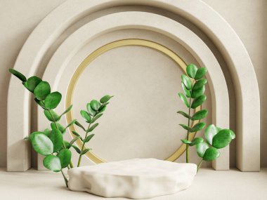 Ürün sunumu için 3D sunumlu bir podyum