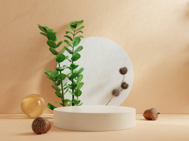 Pastel hafif sıva arka plan 3D sunumu için Mockup podyumu