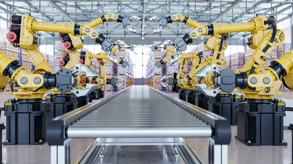Apertadores Braço Robô Para Indústria Renderização Factory — Fotografia de Stock