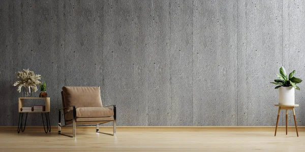 Sala Estar Quarto Interior Mockup Parede Concreto Tem Uma Poltrona — Fotografia de Stock